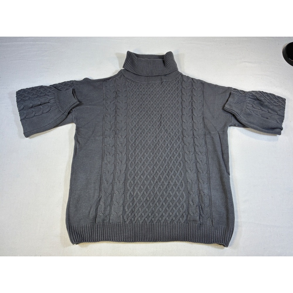 SPLA Gray Cable Knit Turtleneck Sweater Size Medium Heavyweight Pullover